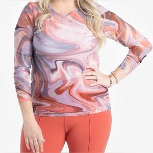 LulaRoe May Mesh Long Sleeve Shirt, Abstract Swirl, M, NWT